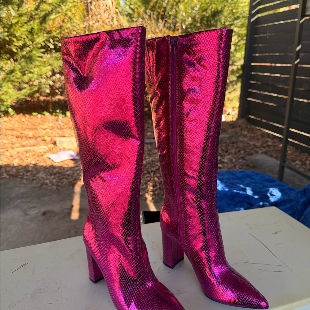 INC International Concepts Metallic Pink Heeled Boots